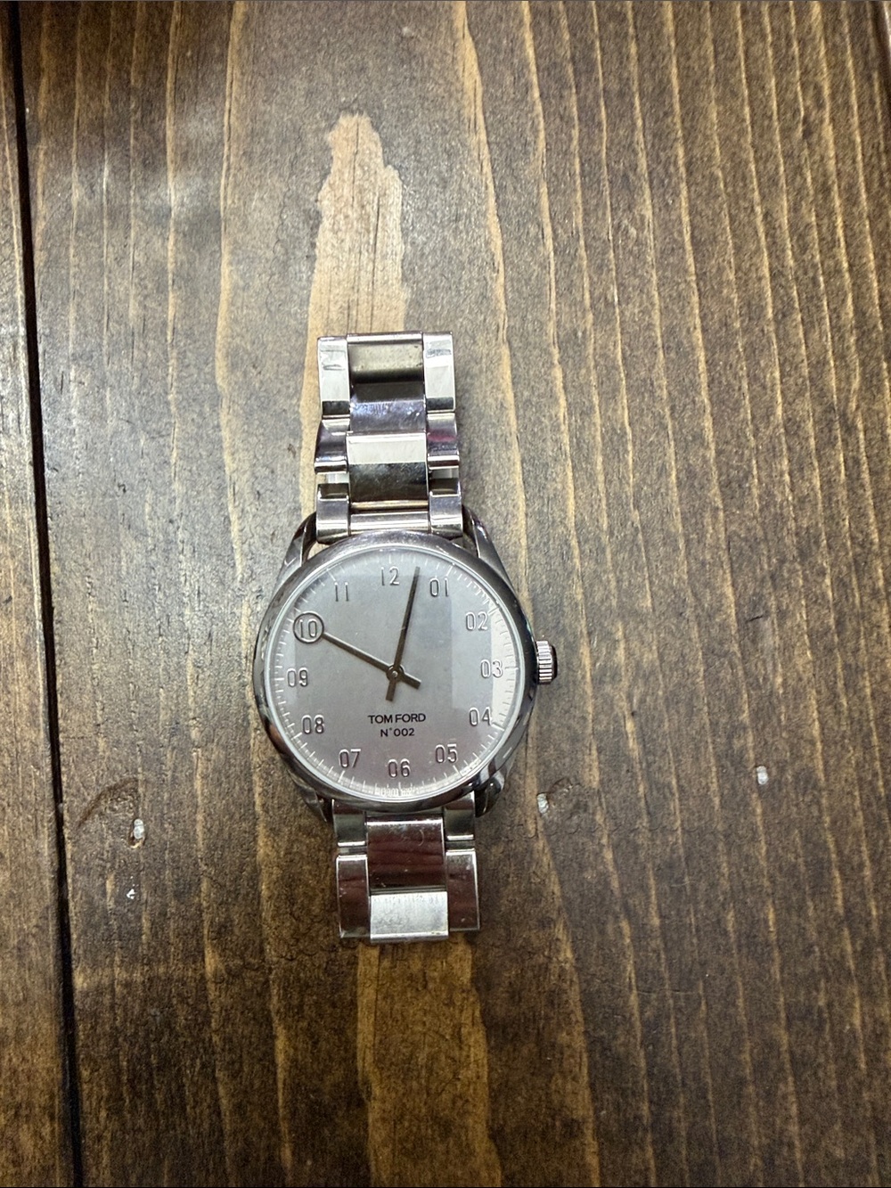Tom Ford Silver Stainless Steel Men's Watch with Silver Dial
